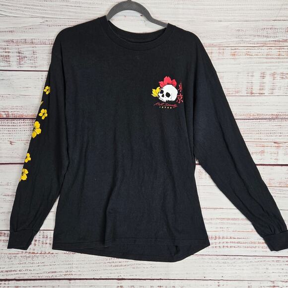 Riot Society Men Black Long Sleeve T-Shirt L Panda Rose Goblincore Asian Samurai - Picture 3 of 9